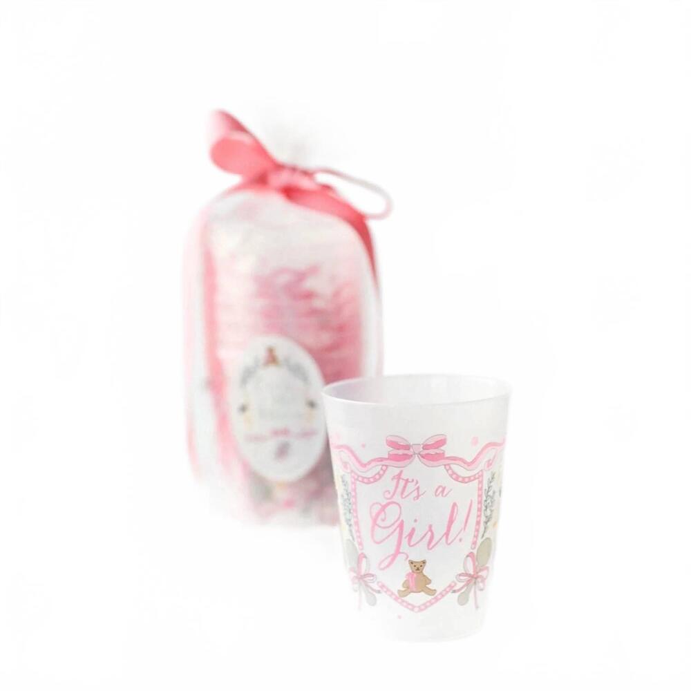 NEW OVER THE MOON it's a girl frosted cups in pink
